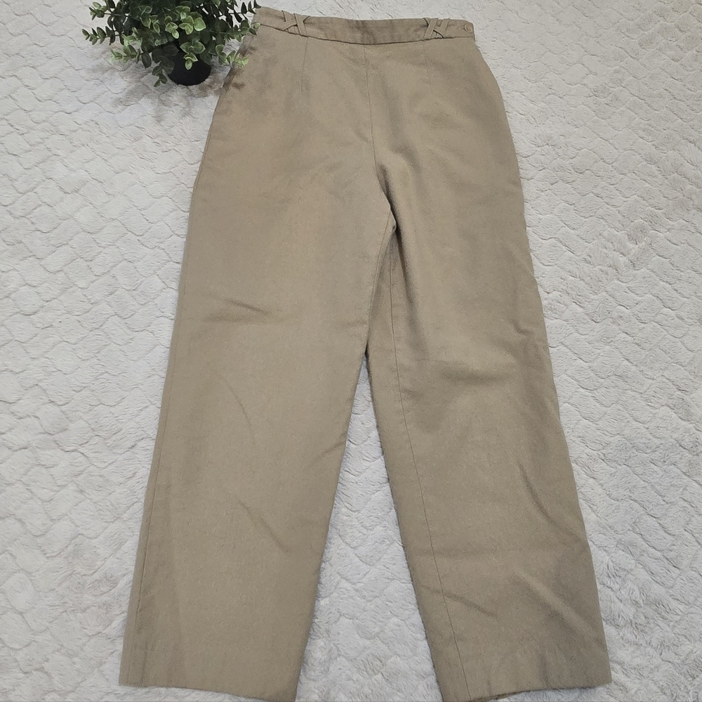 Talbots Tan Italian Fabric Vintage Wool Lined Pants, Size 6 - Picture 1 of 9